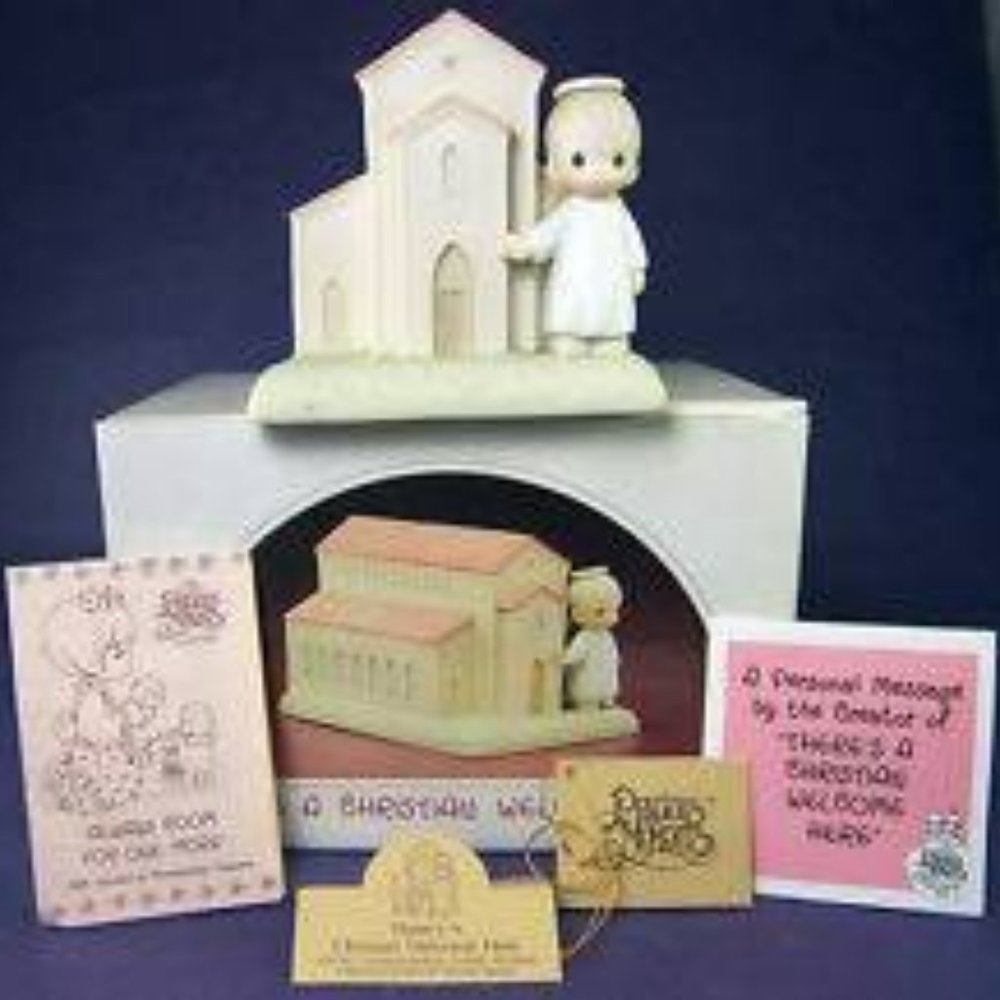NIB '89 THERE'S A CHRISTIAN WELCOME HERE Precious Moments CHAPEL Church 523011